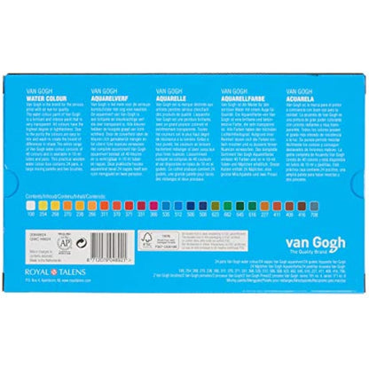 Royal Talens - Van Gogh Water Colour - Wooden Box of 24 Paints with Brush