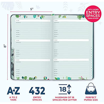 Boxclever Press Small Address Book with 432 Spaces. Address Books with Alphabet Index hardback, Pocket & Change of Address Labels. Perfect Gifts for Women 21 x 13 cm