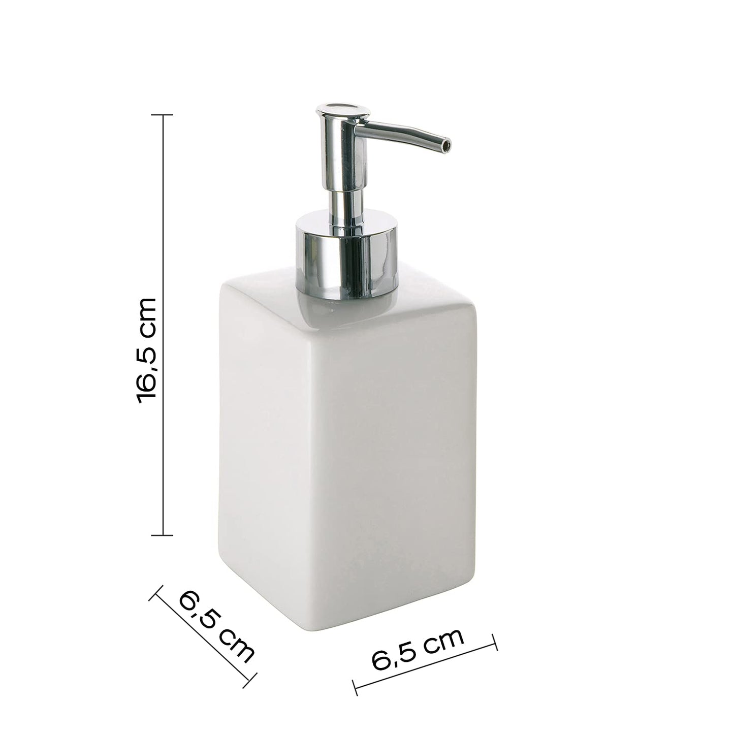 Gedy Queenstown Soap Dispenser, Dimensions and Weight: 16, 5 x 6.5 cm & 0.5 kg, Soap Dispenser in Eco Ceramic, White Finish, R&D Design