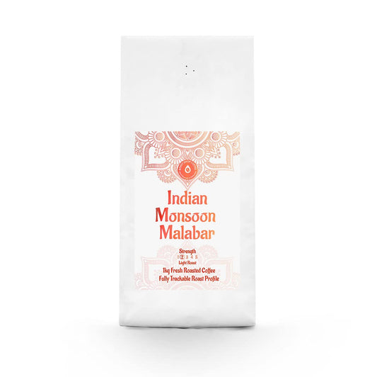 Roast Shop Coffee, 1kg Beans Freshly Roasted Indian Monsoon Malabar Arabica, Single Origin, Seasonal Source, Light Roast