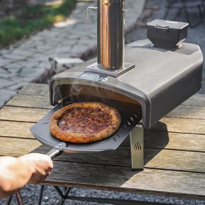 Mimiuo Upgraded Outdoor Pellet Pizza Oven, Portable Pellet Pizza Oven with Pizza Stone and Foldable Legs, Pizza Maker for Outdoor Cooking and Garden