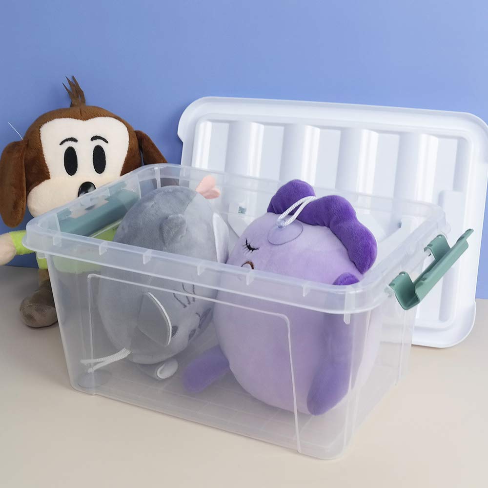 Leendines Set of 6 Clear Storage Boxes with Lid, Plastic Small Boxes, 7 Liters