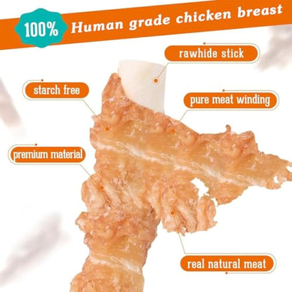 PACK'N PRIDE Dog Treats Chewy Twists, 20 Pack*90g=1.8kg, Rawhide Dog Chews with Natural Chicken&Duck Meat Winded, Low-Fat, and High in Protein for Small&Medium&Large Dogs
