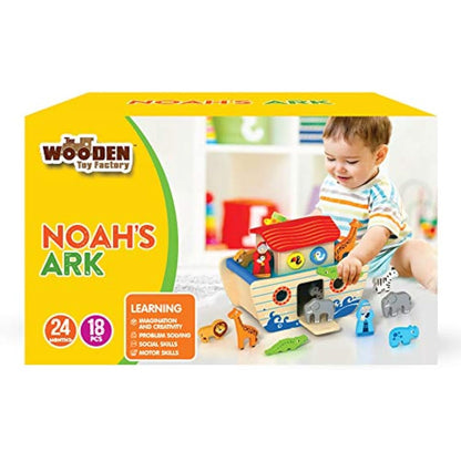 The Wooden Toy Factory - Noah's Ark Playset Wooden Shape Sorter - Educational Toy