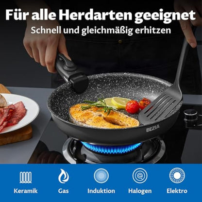 BEZIA Induction Hob Pans Set 13 Pieces, Non Stick Pots and Pans Set with Detachable Handles, Nonstick Kitchen Cookware Sets with Removable Handle, Stackable RV Frying Pans for Campers, Oven Safe