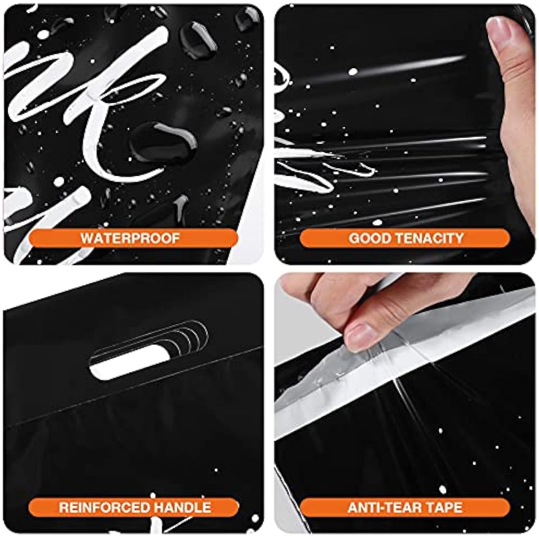 Switory 100Pcs Parcel Bags for Posting Clothes 262x330mm Postal Bags Shipping Bags with Handle Mailing Bags for Clothing Posting Bags with Self Adhesive 10x13 Package Bags Black - Thank You Design