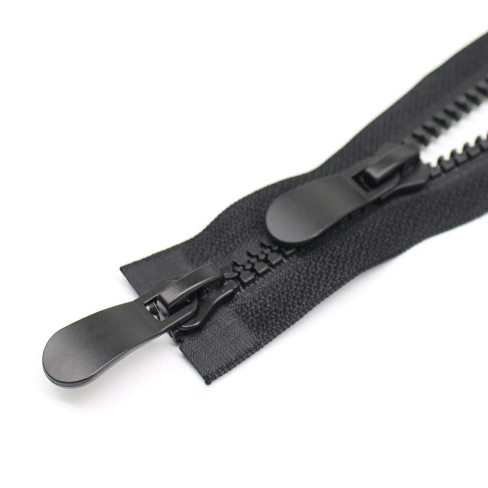 YaHoGa 150 cm #8 Zip Plastic 2 Way Separable Black Zip for Coat Jackets (RZTW 150 cm)