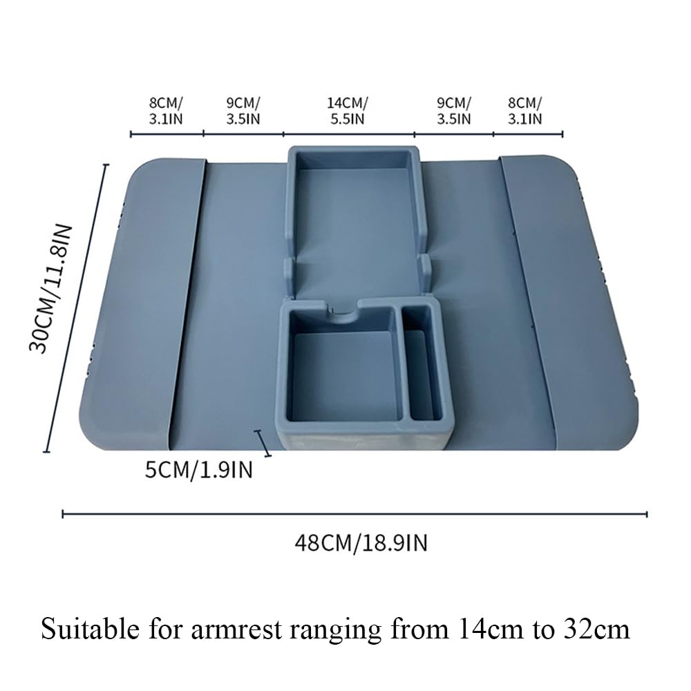 Hosoncovy Silicone Armrest Cup Holder Tray Drink Holder Couch Caddy with Side Pockets for Sofa Couch Arm Chair Recliner,Armrest Remote Control and