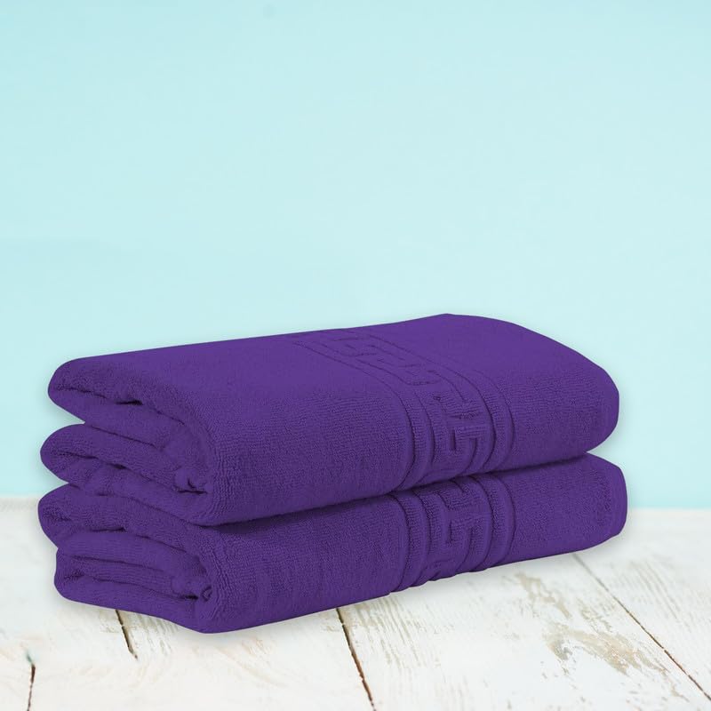 DTEX HOMES 2 Large Bath Sheet Towel Sets For Bathroom 90 x 140 cm 100% Cotton 600 GSM - Purple