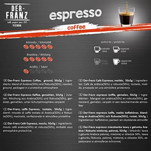 Der-Franz Coffee Pack, whole bean, 6 x 500 g (1 x Crema, 1 x Espresso, 1 x Melange, 1 x Colombia, 1 x Espresso Organic, 1 x Crema Organic)