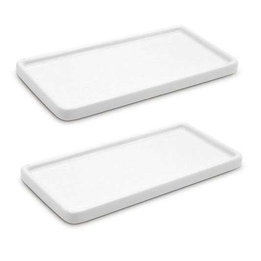LoeJan 10" & 8" Bathroom Tray, Ceramic Vanity Dish for Counter Kitchen Soap Perfume Candle, Small Organizer Plate for Home Decor Plant