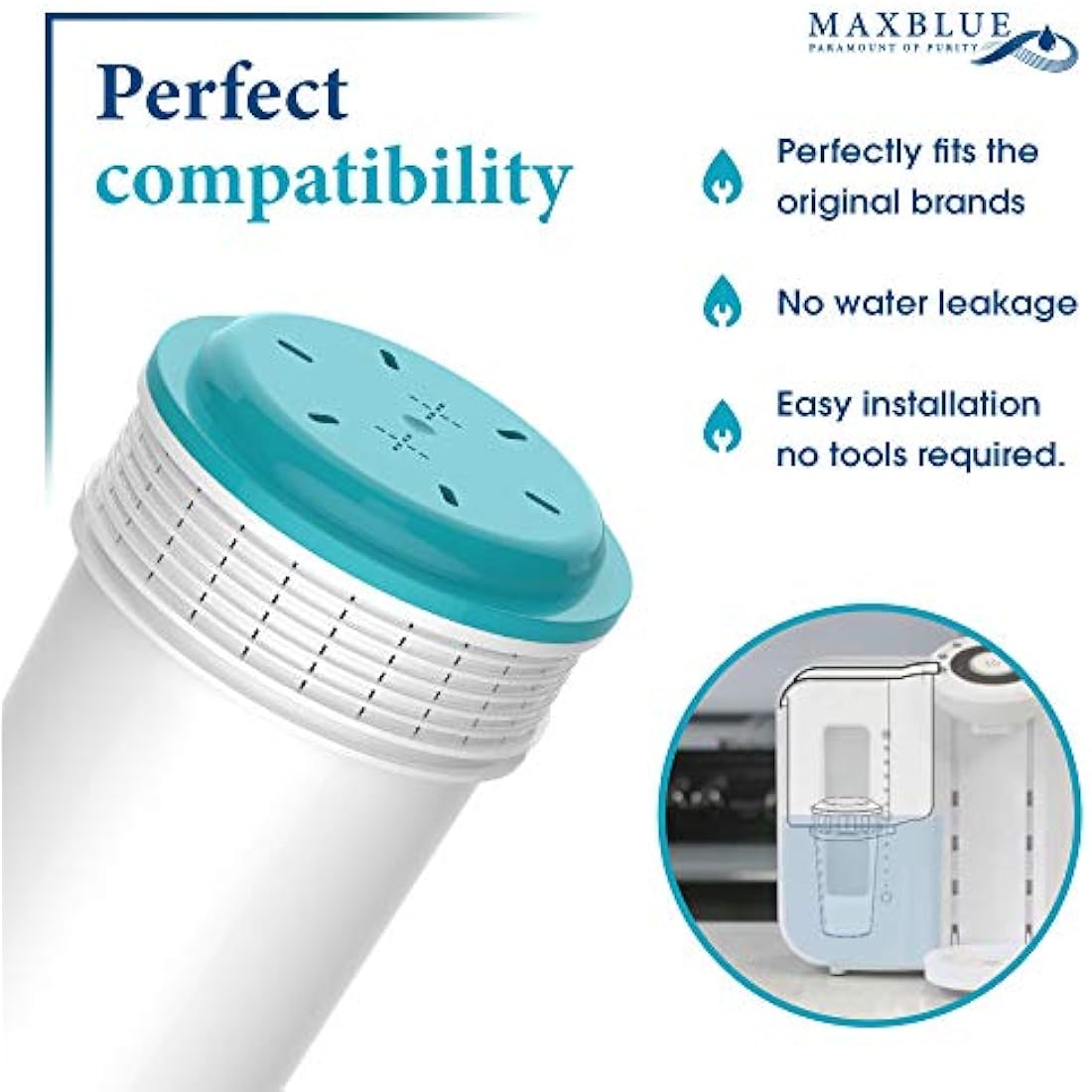 Maxblue Filter Cartridge, Compatible with Tommee Tippee® Closer to Nature® Perfect Prep® Machine, Reduce PFAS, PFOA/PFOS (4)