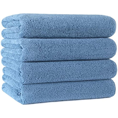 POLYTE Quick Dry Lint Free Microfibre Bath Towel, 76 x 145 cm, Pack of 4 (Blue)