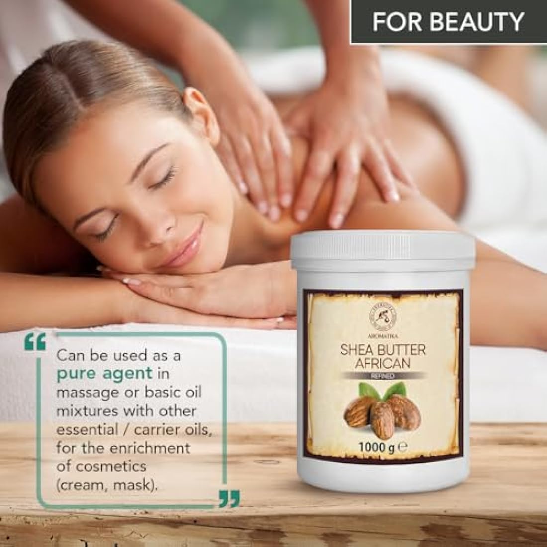 Shea Butter 1000g - Butyrospermum Parkii - Karite - Body Butter - Refined - Sheabutter for Beauty Care - Massage - Body Moisture - Lip Care - Hand & Nail Care - Hair Care
