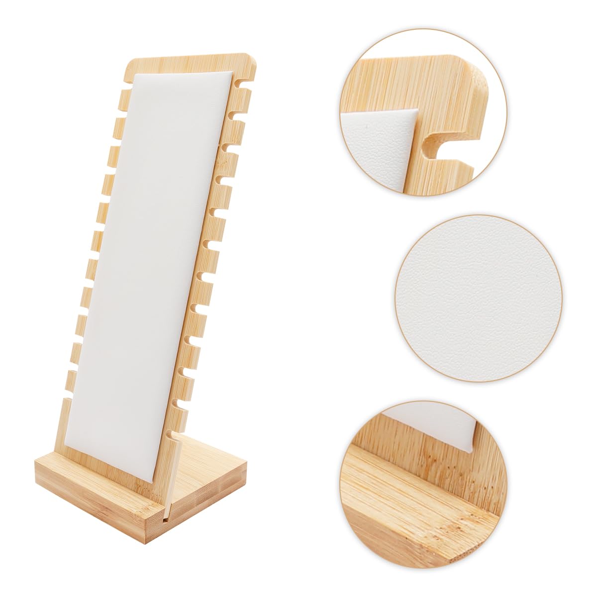 GLADFRESIT Necklace Hanger Display Stand, Solid Wood Necklace 12 Slots with Leather Display Stand for Necklace and Bracelet Retail Stores or Personal