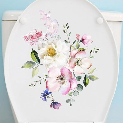 Toilet Lid Stickers, Bathroom Toilet Decals, Flower Butterfly Decals Self-Adhesive Sticker for Bathroom, Wall Decor Sticker Toilet, Bathroom Décor