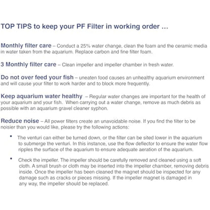 Interpet Internal Aquarium Fish Tank PF3 Power Filter, Cleans Water, for Coldwater & Tropical Aquariums Up to 126 Litre