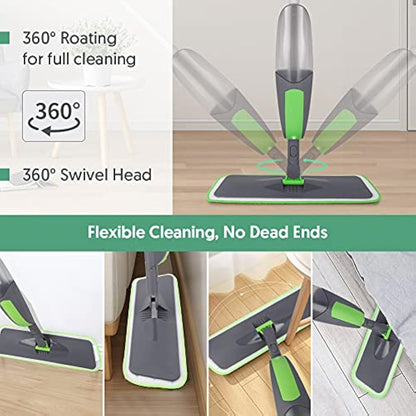 Spray Mop for Floor Cleaning, ILAVCOOL Microfiber Floor Mop with 3 Reusable Pads 550ML Refillable Bottle for Cleaning Laminate, Tile, Wood, Hardwood