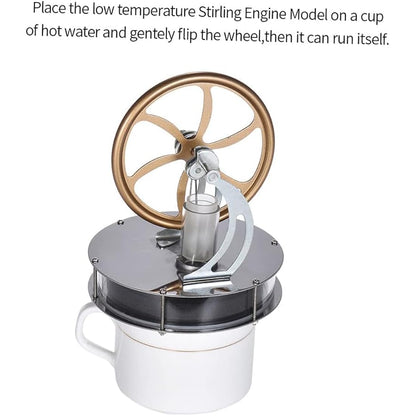 Regun Low Temperature Stirling Engine Model, Steam Heat Electricity Generator Machine Education Model Toy, for Kids Craft Ornament, Birthday, New Year Gift, Education Model DIY Kit