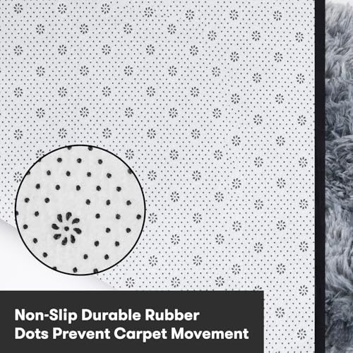 JOJOSEE Rugs Living Room, 200 x 300 cm Grey Area Rug, Anti Slip Soft Fluffy Shaggy Extra Large Floor Carpets Mat for Bedroom, Nursery Bedside (Dark