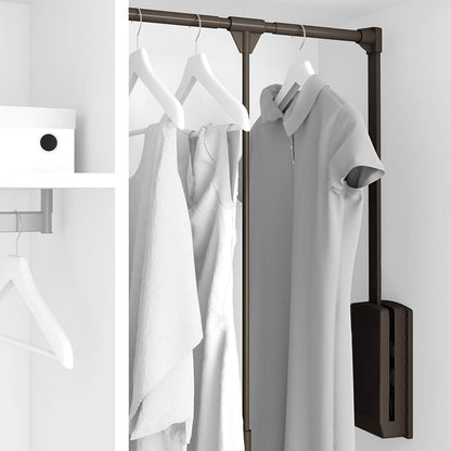 Emuca - Hang Pull Down Wardrobe Rail Lift, Adjustable Width 600-830mm 23,6-32,6 inch, Chrome Finish
