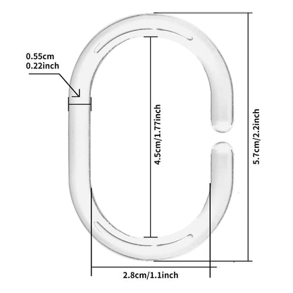 Plastic Shower Curtain Rings Hooks for Bathroom Shower Window Rod 24 Pack Clear
