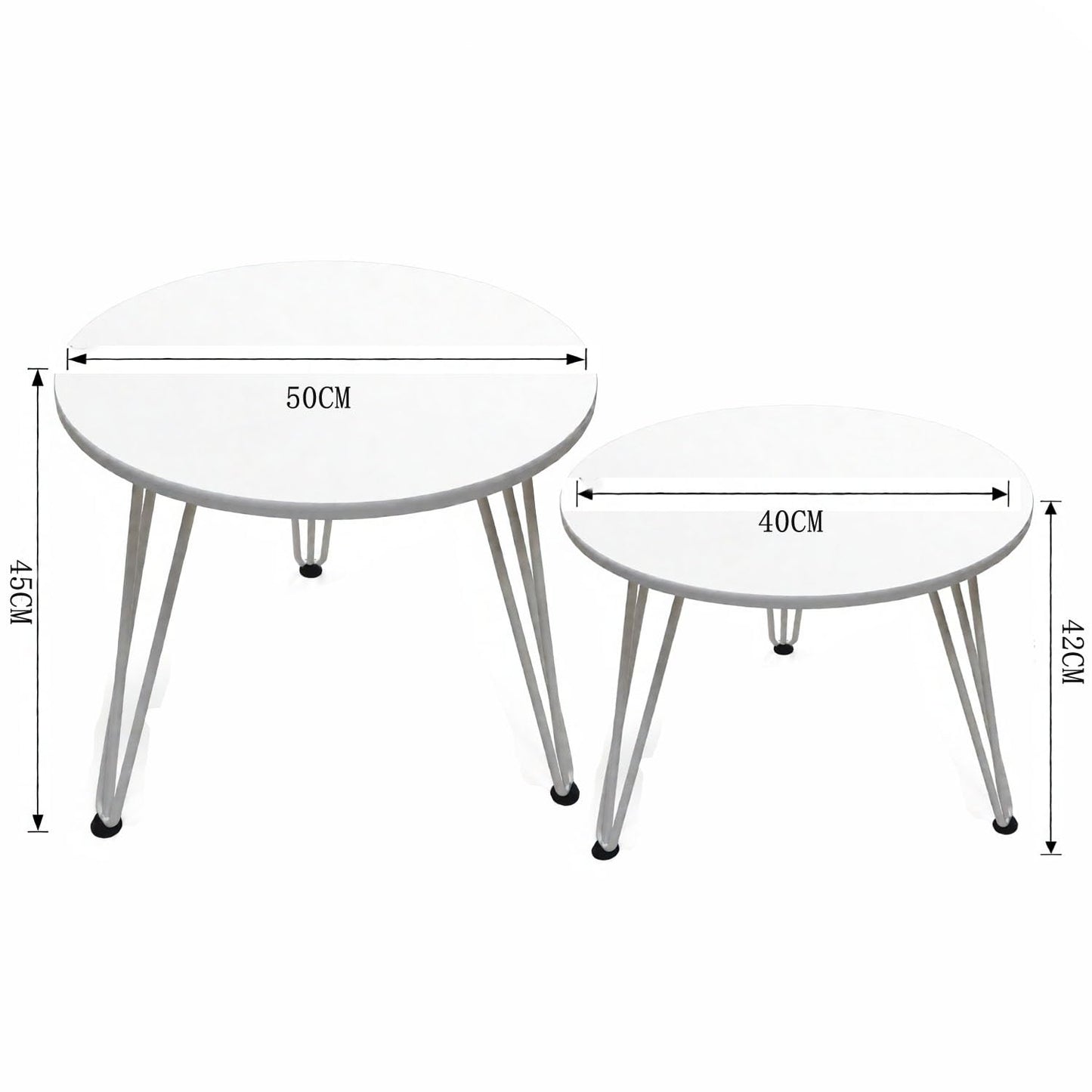 ZOYIZEN Round Coffee Table Set of 2, Φ 50 cm and Φ 40 cm, White