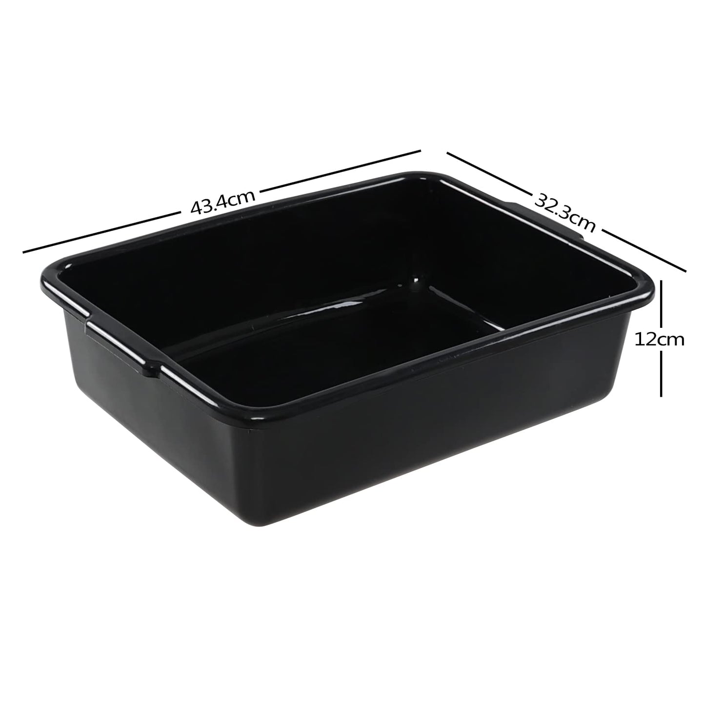 Teyyvn 13 L Plastic Bus Box, Commercial Wash Basin Tote Box, 4-Pack, Black