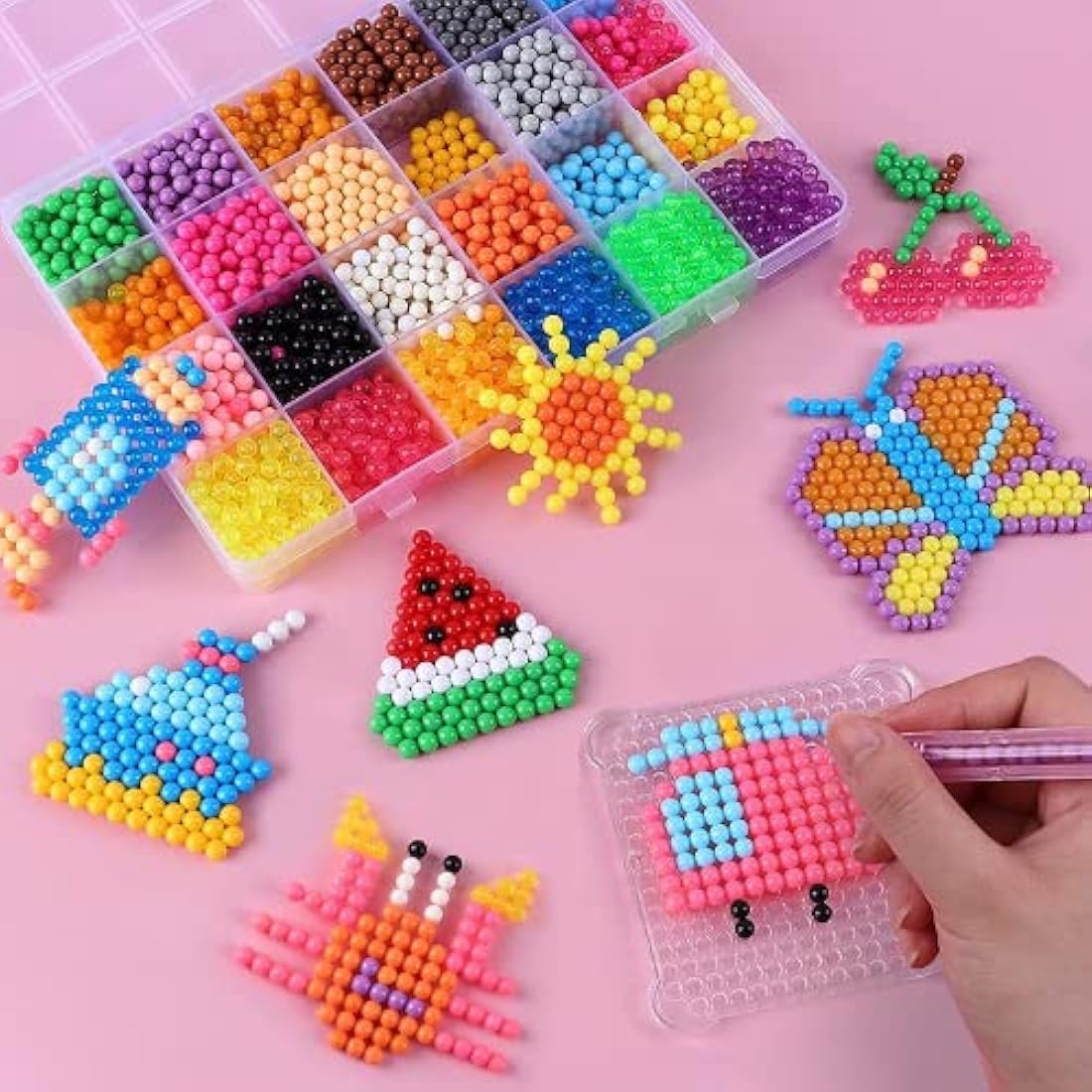 Chennyfun Water Fuse Beads Set, 24-Color DIY Sticky Beads, 3000 PCS Refill, Frozen Puzzle Educational Toy
