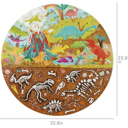 Boppi puzzles for 5+ year olds / 150 Piece Round Circle Jigsaw Puzzles for Kids Aged 5-8 Made with 100% Recycled Card – Dinosaur
