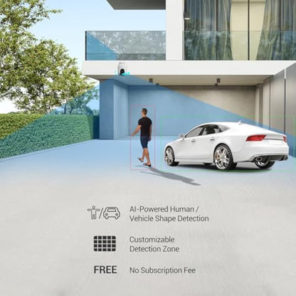 EZVIZ 2.5K Wifi Security Camera Outdoor Wired, No Monthly Fee, PTZ 360°, 512GB Supports, Starlight Color Night Vision, Human/Vehicle Detection, Auto-Track, CCTV Camera System, Alexa/Google (C8c 4MP)