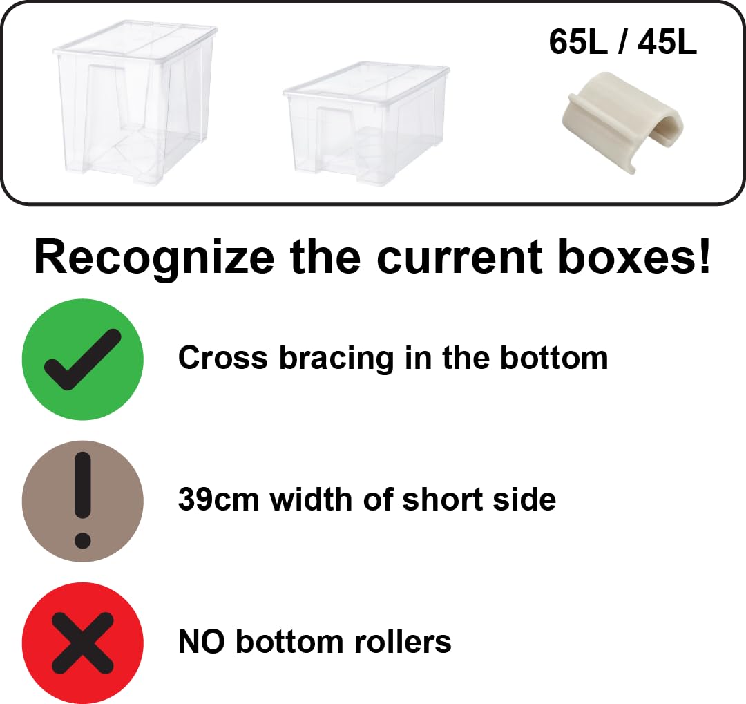 Locking Clips for Samla Box Boxes Rounded Compatible with Ikea-Samla Clips (Pack of 4, 45L/65L)