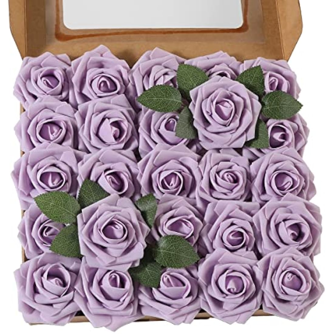 Ruiuzioong Artificial 25 Pieces Rose Flowers Foam Roses Artificial Flowers Rose Heads Fake Artificial Rose for Wedding Bouquets Bridal Home Decoration (Light Purple,25 Pieces)