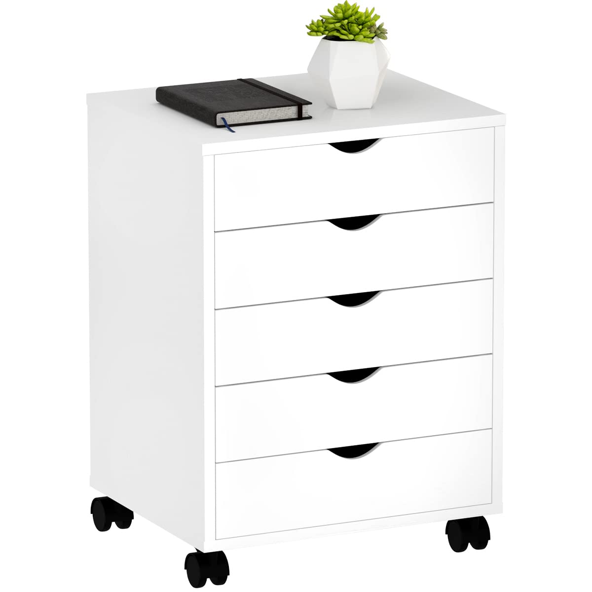 YITAHOME 5 Drawer Mobile Rolling File Cabinet,Wooden Filing Cabinet for A4, Letter Size Document, Under Desk File Storage Cabinet