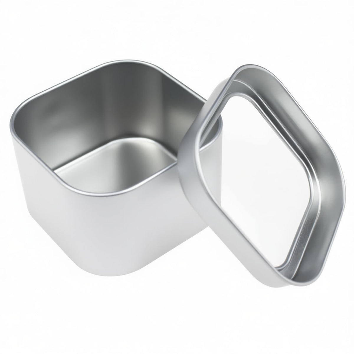Goodma 6-Pack 240ml Square Metal Tins with Clear Window, Silver