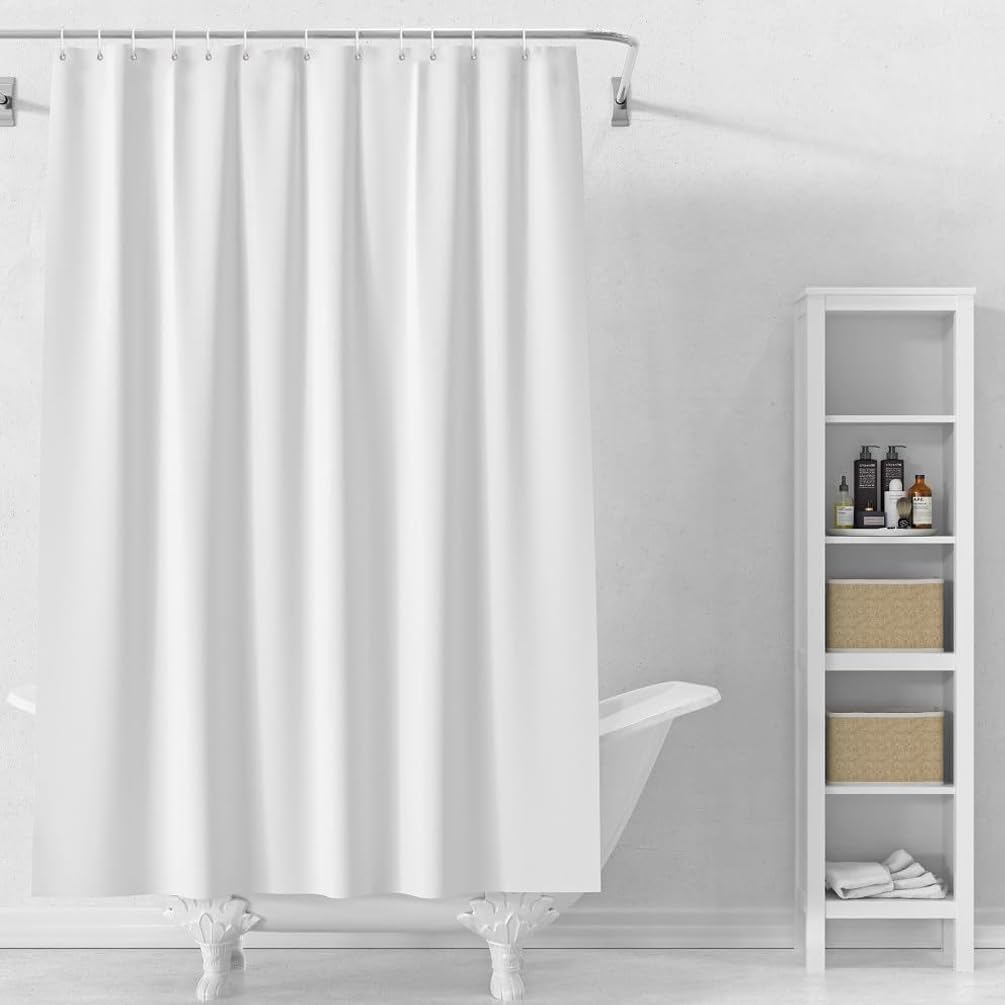 hjwanyin Shower Curtain, Long Shower Curtain Made of Mould PEVA, Stylish and Water Repellent Shower Liner for Bathroom (White, 180 * 200cm)