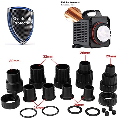 YAOBLUESEA Eco Teichpumpe Filterpumpe Bachlaufpumpe 7000L/H 50W Energiespar Wasserpumpe Koiteich Bachlaufpumpe SunSun CTP-7000