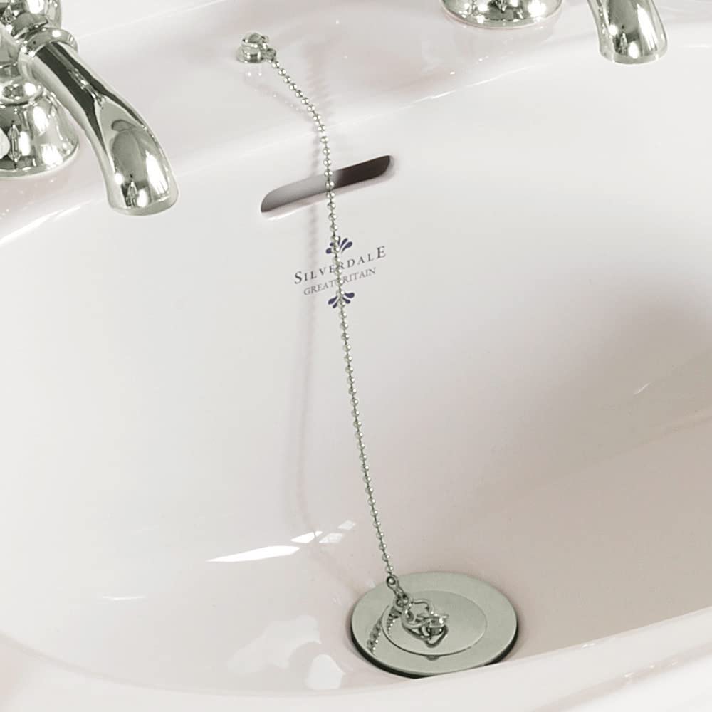E2trade Replacement Chrome 18" Sink Basin Bath Ball Plug Chain and Stay S Hook Ends