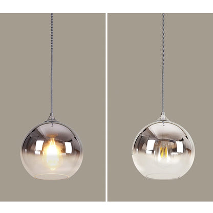 MZStech Spherical Gradient Color Glass Pendant Light Modern Glass Globe Lamp Chandelier Hanging Light (Silver, 20cm)