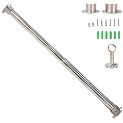 Wardlock 69-120cm Extendable Stainless Steel Wardrobe Rail, Adjustable Clothes Rail Pole With U Shaped End Sockets.