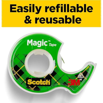 Scotch Magic Tape, 4 Rolls, 19 mm x 33 m - General Purpose Sticky Tape for Document Repair, Labelling & Sealing