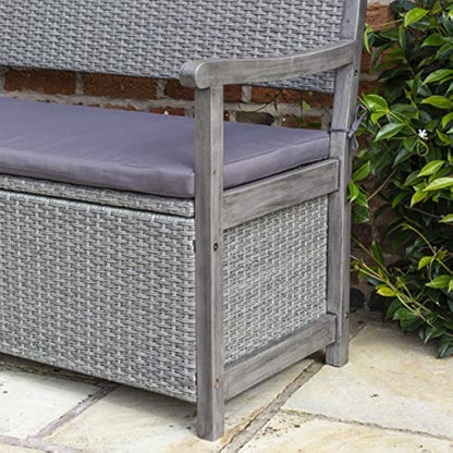 Rowlinson Alderley Rattan Storage Bench - Grey