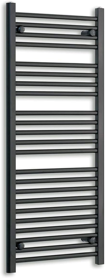 500mm Wide Black Heated Towel Rail Straight Flat Bathroom Warmer Radiator Rack Central Heating Turkish Zone (500mm x 1200mm)