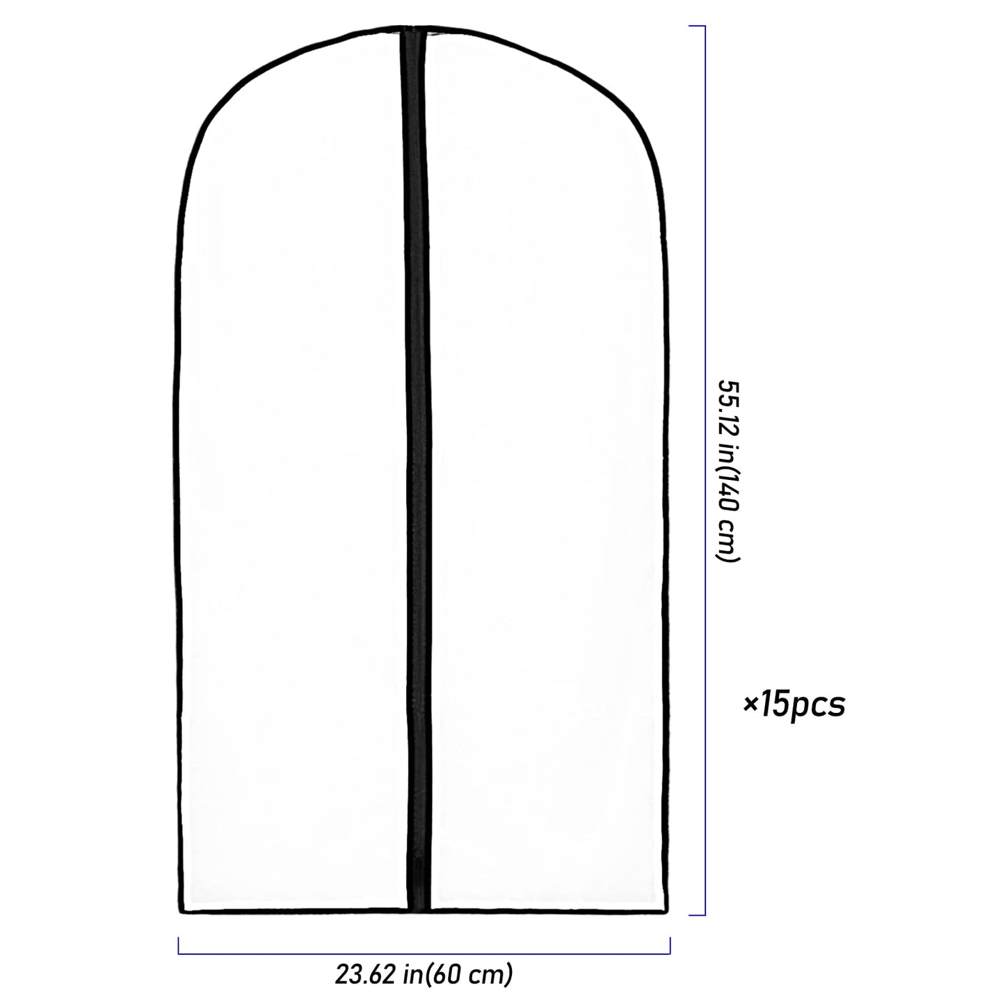 ZEONHEI 15 Pack 60x140cm Garment Covers Bags, Clothes Storage Bags with Zips, Dress Covers Garment Bags Full Length, Dustproof Suit Cover