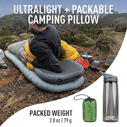 Sea to Summit - Aeros Premium Pillow R - Inflatable Travel Pillow - Soft & Comfy Brushed 50D Polyester - Lock System - Ultra-Sil Stuff Sack - For Backpacking - 34 x 24 x 11cm - Lime Green - 79g