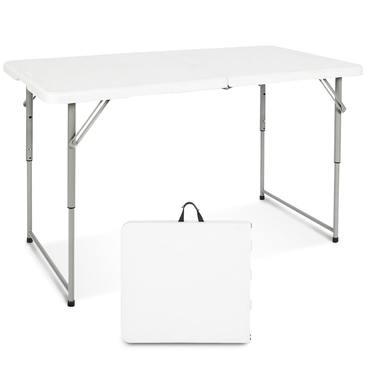 Byliable 4FT 122cm Folding Table Adjustable Height Heavy Duty White