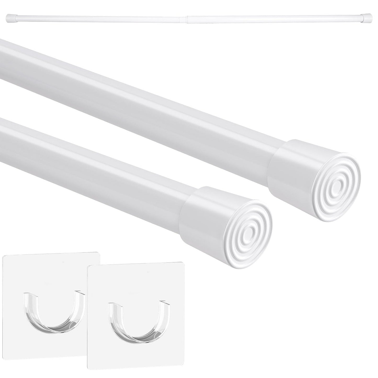 2 Piece Shower Rod Without Drill Stainless Steel Curtain Rod Holder Extendable Curtain Rod