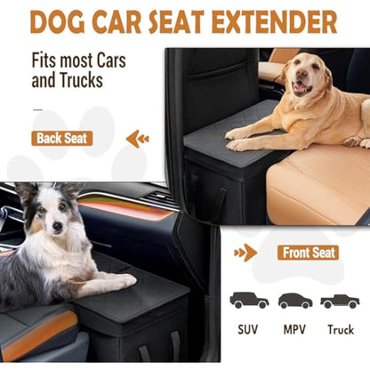 UNICITII Car Seat Extender for Large Dogs up to 120 LBS, Back Seat With Storage Organizer, Gap Filler for Front or Back