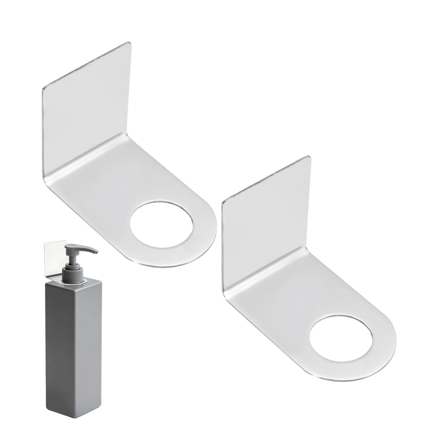 sourcing map 2 Pcs Shower Shampoo Bottle Holder, 1.1 Inch Adhesive Soap Bottle Dispenser Holder Wall Mount