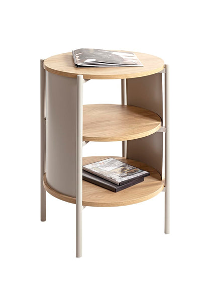 HAKU Side Table Round Side table bedSide table natural Oak cashmere grey MDF Metal round coffee table – Dimensions: H 60 x Ø 44 cm Style: Modern